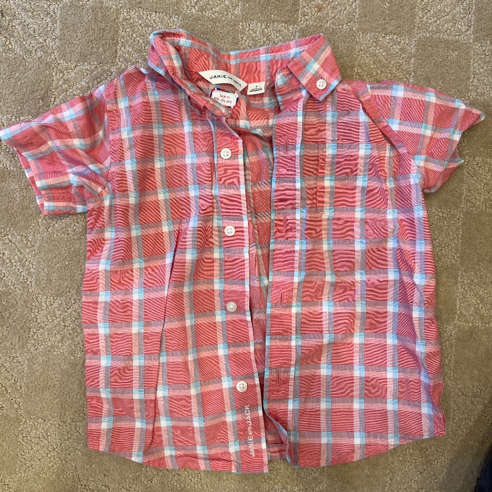 Janie and Jack pink button down size 3